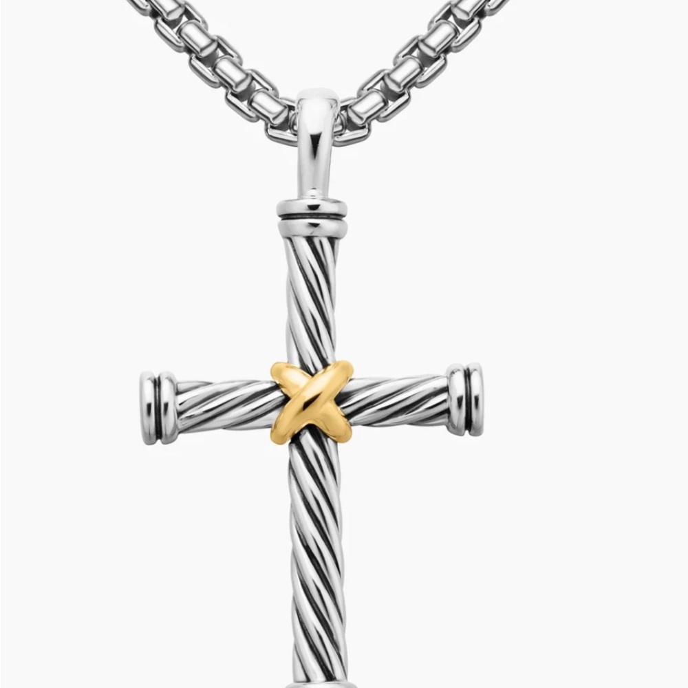 David Yurman Cable Cross Pendant
Sterling Silver with 18K Yellow Gold, 35mm